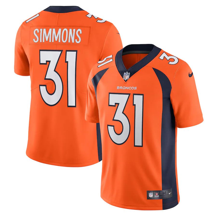 Men Denver Broncos #31 Justin Simmons Nike Orange Vapor Limited NFL Jersey